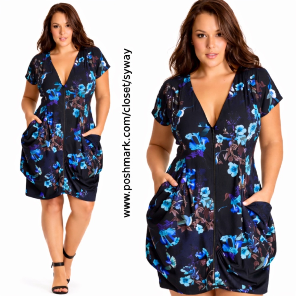 City Chic Plus Floral Zip-Front Dress